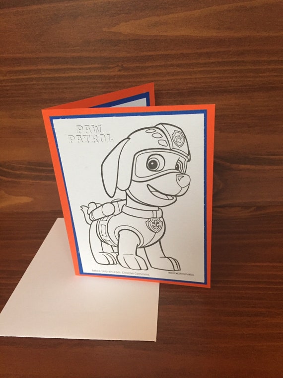 Paw Patrol Coloring Birthday Card | Etsy