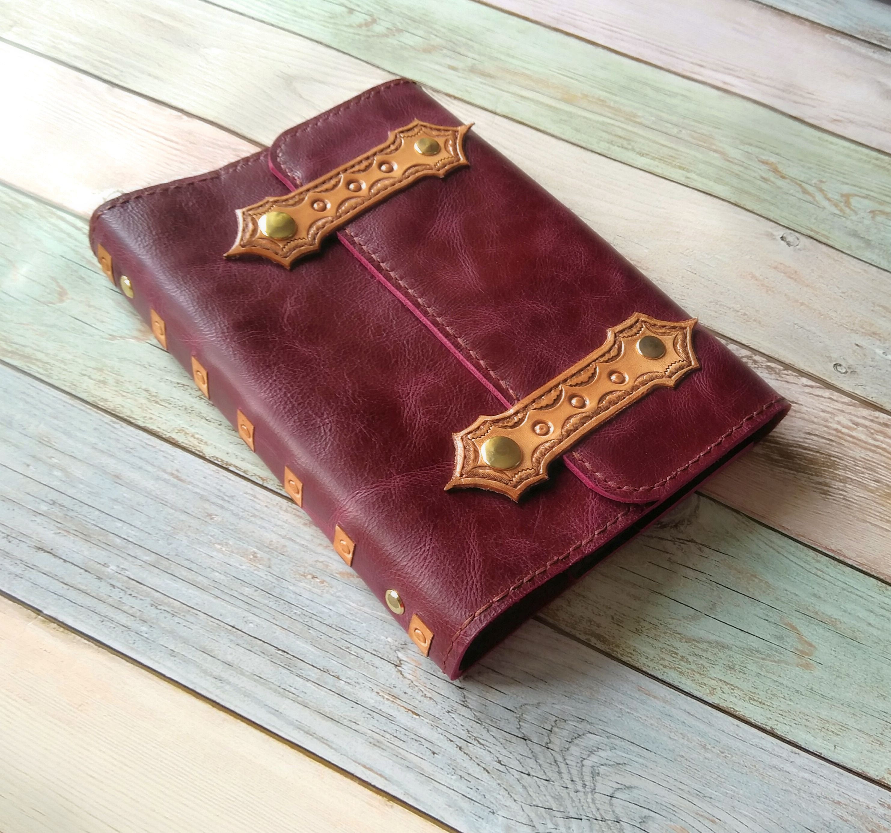 A5 binder leather journal field notes cover maroon leather Etsy