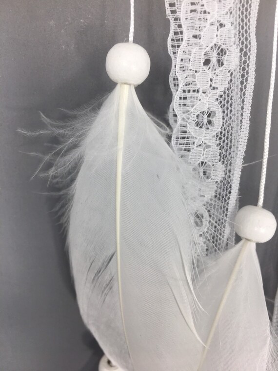 Light pink dream Catcher with real pearl and nature roosters feathers #8