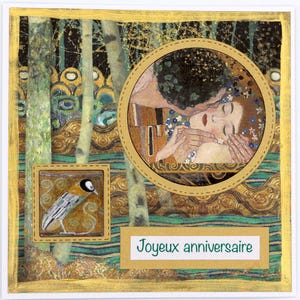 Cartes anniversaire dorées inspiration Klimt. Modèles uniques