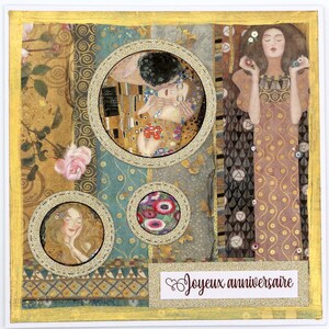 Cartes anniversaire dorées inspiration Klimt. Modèles uniques