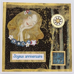 Cartes anniversaire dorées inspiration Klimt. Modèles uniques