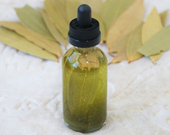 Bay Leaf Manifestation Oil - For Luck, Manifesting, Positive Energy, Attracting, Etc - Infused w/ Labradorite and Clear Quartz Crystals