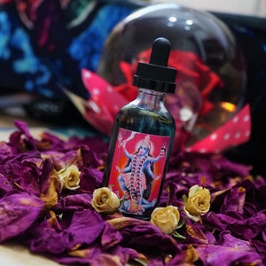 Kali Protection, Seduction and Removal of Obstacles Oil - Kali's Favorite Scents, Blue Tansy, Black Obsidian, Garnet & Moonstone Crystals