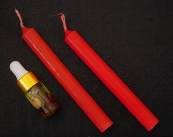 LOVE Spell Ritual Kit - 3ml Bottle of My Delicious Love Oil and 2 Red Candles for Attracting, Healing, Protecting and Enhancing Love