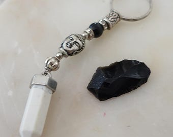 BUDDHA PEACE & PROTECTION Charm with Black Obsidian Crystal