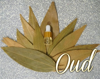 Kit OUD Oil BAY LEAF - Óleo de Oud Puro + 10 Folhas Inteiras de Louro - O Óleo da Manifestação, Atração e Luxo