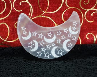 CLEANSE MY ENERGY Selenite Moon/Stars Half-moon