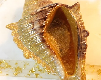 LUCK CONCH SHELL Infused with Oud Oil, Crystals and Herbs for Luck