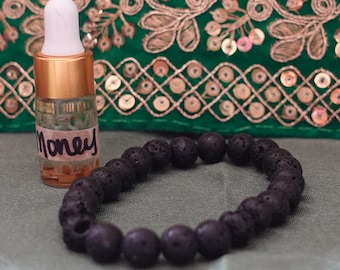Pulsera de roca de lava del dinero con aceite de dinero