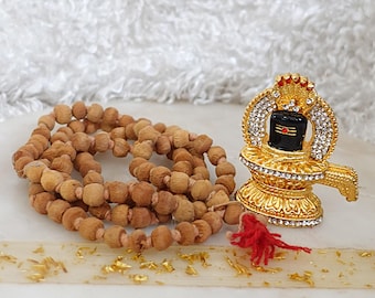 SHIVA LINGHAM & SANDALWOOD Mala for invoking Protection and Reciting Mantras/Affirmations 108x