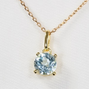 Natürliche Topas-Halskette, himmelblau, goldenes Karatgold, Juwel für die Frau.