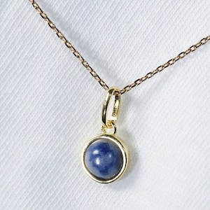 Sodalite necklace with 14k gold pendant on 925/1000 silver