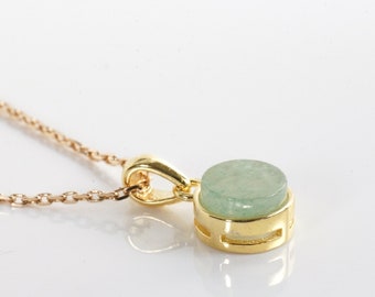 Natural Aventurine stone pendant with gold plated chain