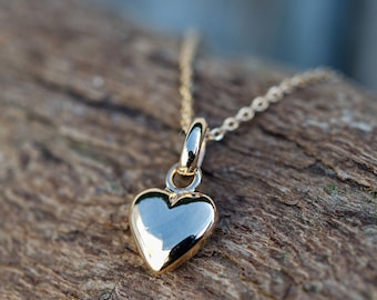 Heart necklace, 18k gold plated heart pendant, minimalist jewelry for women.