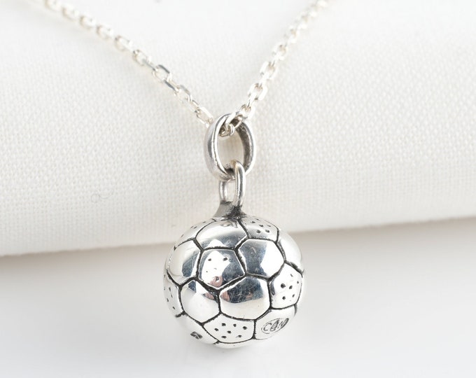 Silver soccer ball pendant for necklace