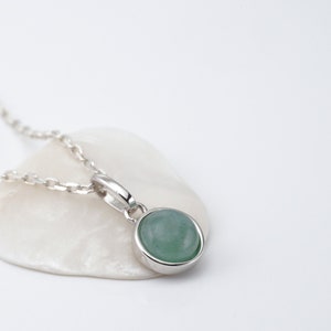 Natural Aventurine necklace with chain and silver pendant | cute minimalist gem.