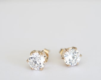 Imitation diamond earring | 3mm 5mm 7mm | gold plated | hypoallergenic |