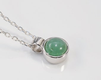 Natuurlijke Aventurijn ketting met ketting en zilveren hanger | schattig minimalistisch juweeltje. .