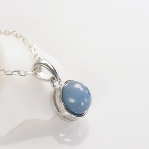 Kyanite pendant necklace, natural blue stone on sterling silver jewel.