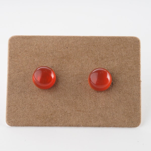 natural carnelian earring in cabochon and silver 925/1000