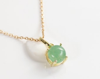 Natural Aventurine stone pendant with gold plated chain