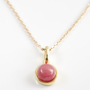 Natural pink Rhodonite pendant, necklace with pendant and chain for women.