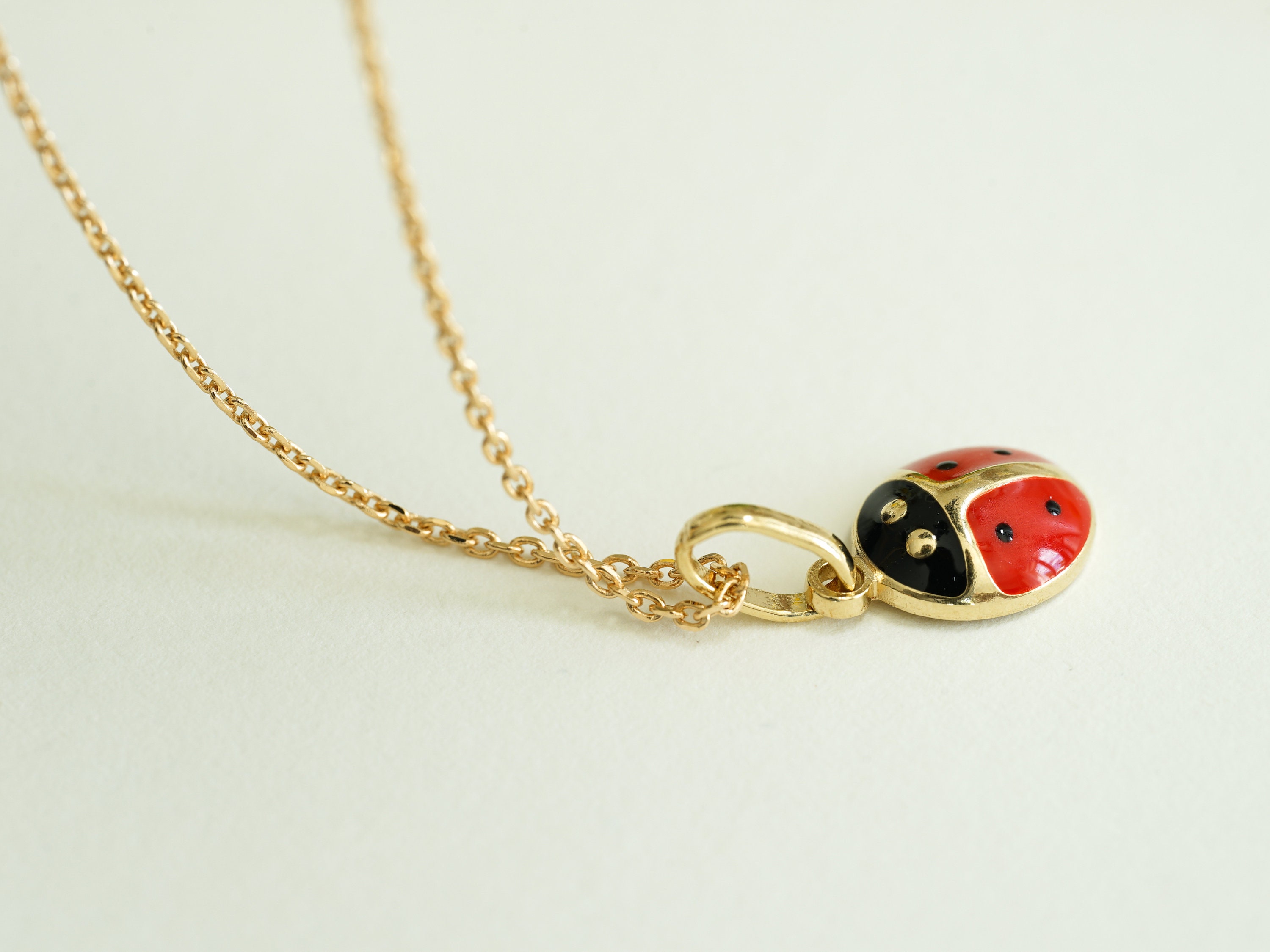 Ladybug Necklace With an 18K Gold Pendant Etsy UK
