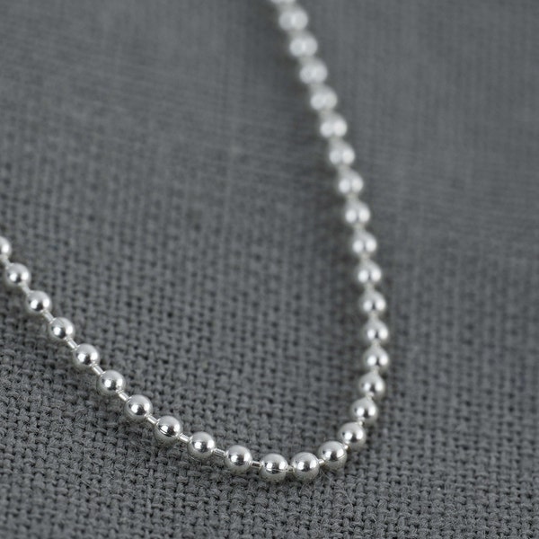 Chaine boules 1mm argent 925, 1mm de largeur, 38cm 40cm et 45 centimètres de longueur. Collier minimaliste pour femme.