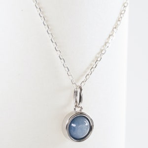 Kyanite pendant necklace, natural blue stone on sterling silver jewel.