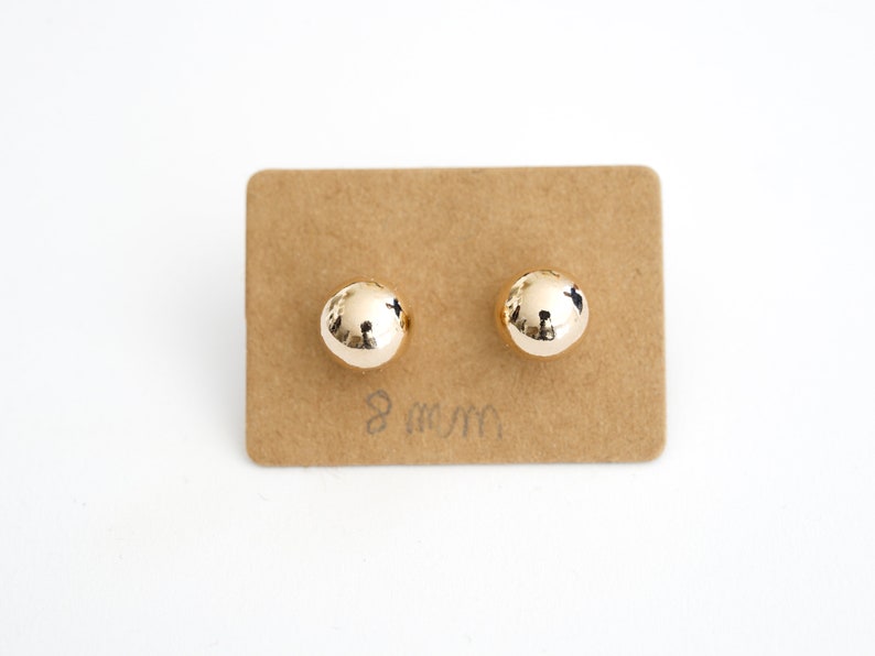 Boucle d'oreilles boules 2, 4, 6, 8, 10, 12mm plaqué or puces en or bijou pour femme en or image 3