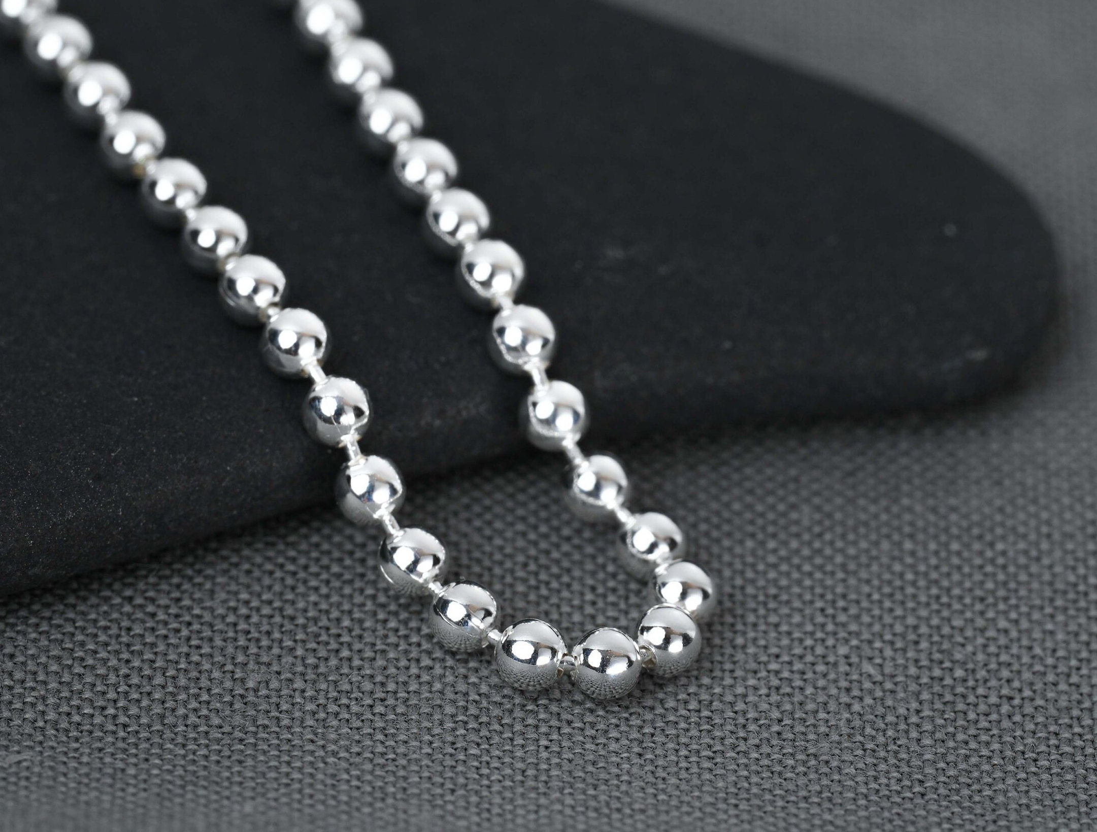 2mm Silver Ball Chain, 2mm Diameter, 18 and 45 Centimeters Long