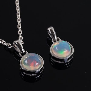 Natural opal silver necklace with a small minimalist pendant