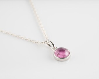 Collier En Argent 925 Doré Avec Tourmaline Rose Naturelle - Neuf Avec étiquettes