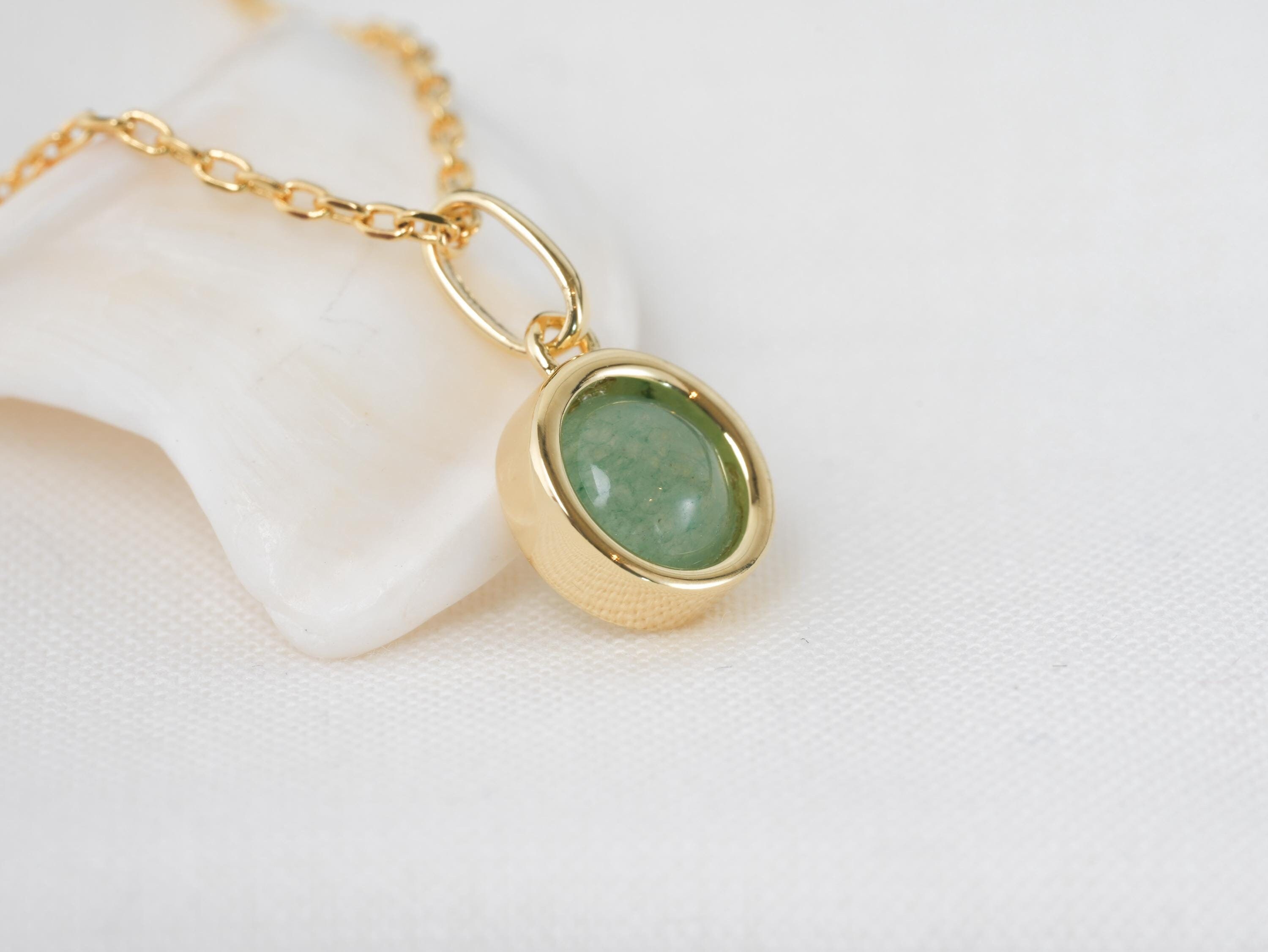 Collier Cristal Vert Hydrothermald – Chaîne Or Ajustable 38 Cm – Fait Main