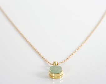 Natural Aventurine stone pendant with gold plated chain