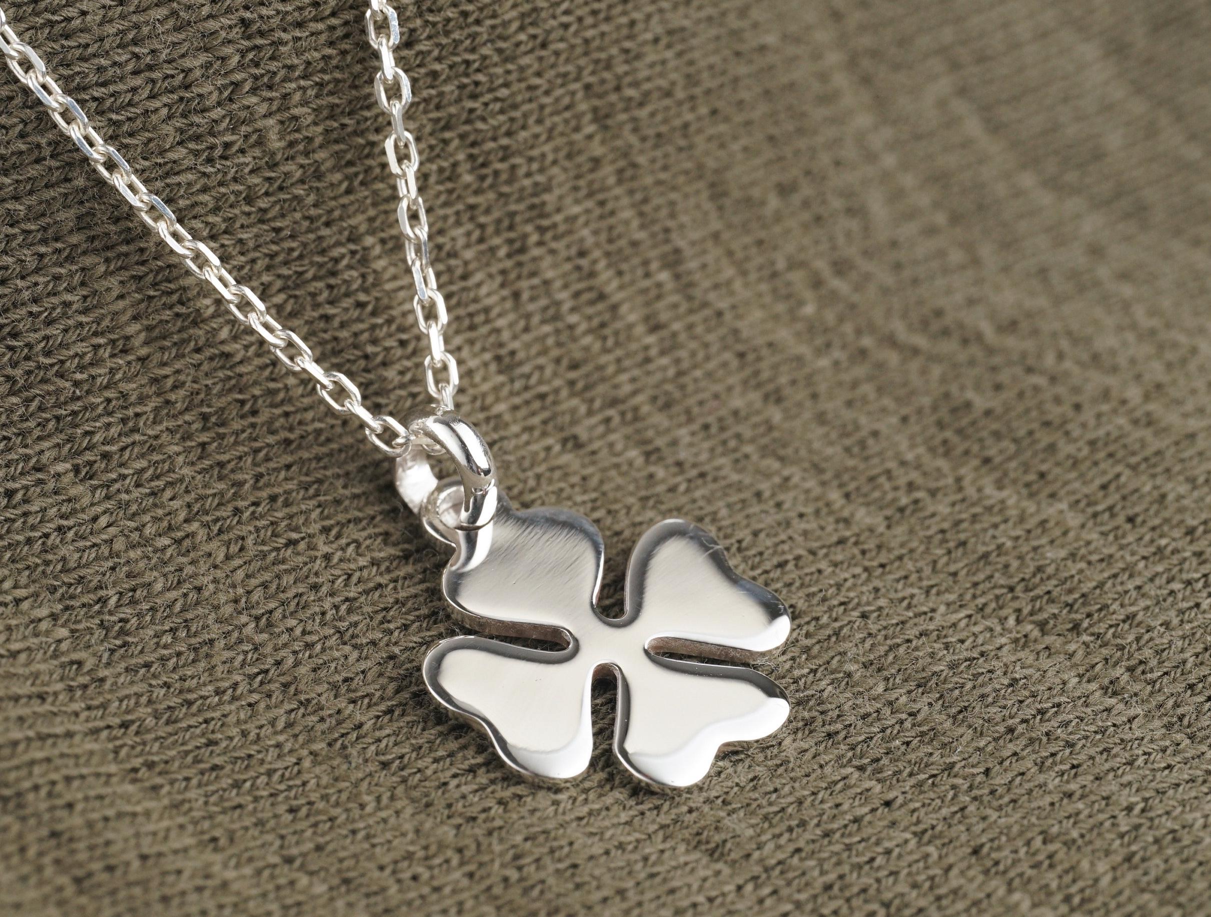 Collier Porte-bonheur Trèfle à 4 Feuilles Et Fer à Cheval, Argent Sterling 925, Chaîne Réglable (45.7+5cm)
