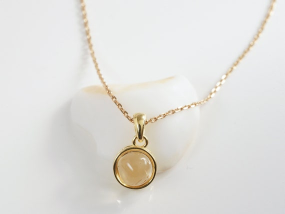 Natural Citrine Necklace With Pendant and Chain Cabochon shaped