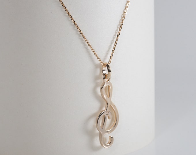 Music pendant | musical note necklace | Gold music jewel | treble clef