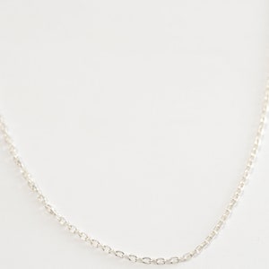 May include: A silver chain necklace with a delicate, linked design.