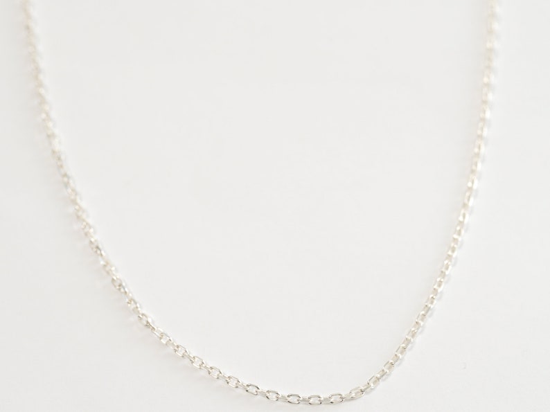 May include: A silver chain necklace with a delicate, linked design.