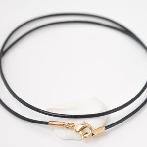 Black and gold-plated leather cord necklace for neck, minimalist necklace for women and men.