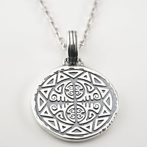 Sun necklace with pendant and chain in 925 silver from 45cm (17.7&quot;) to 60cm (23.6&quot;), summer jewelry for men.