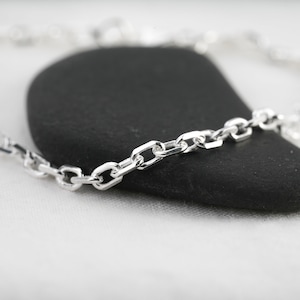 2.6mm silver chain, 925 silver convict link, length from 40cm to 80cm, chain for men and women.