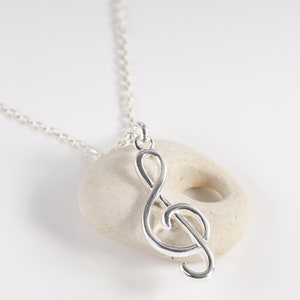 Collier pendentif note de musique en argent