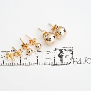 Boucle d'oreilles boules 2, 4, 6, 8, 10, 12mm plaqué or puces en or bijou pour femme en or image 2