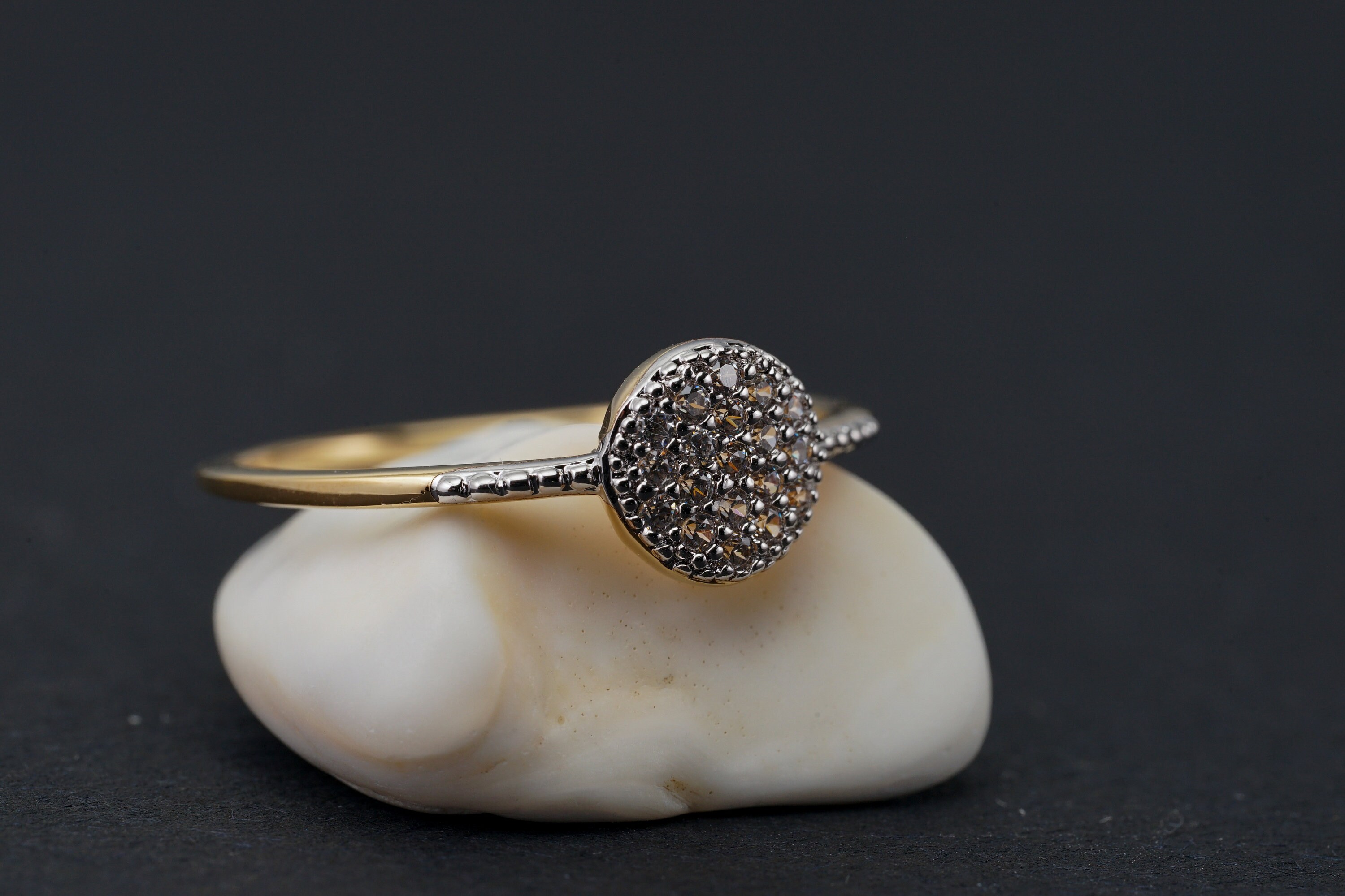 Bague Avec Brillants Plaque Or - Taille 60 - Réf 16551J - Occasion