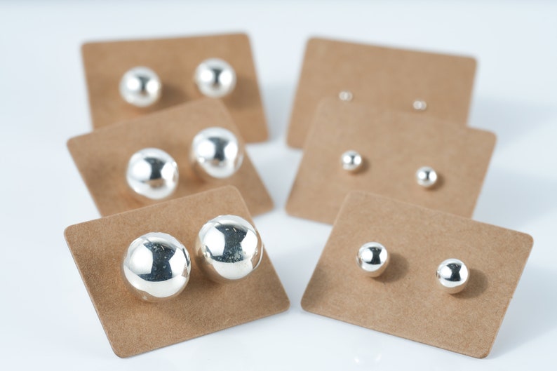 Boucle d'oreilles boules de 2, 4, 6, 8, 10, 12mm en argenr 925, puces en argent, bijou pour femme. image 8