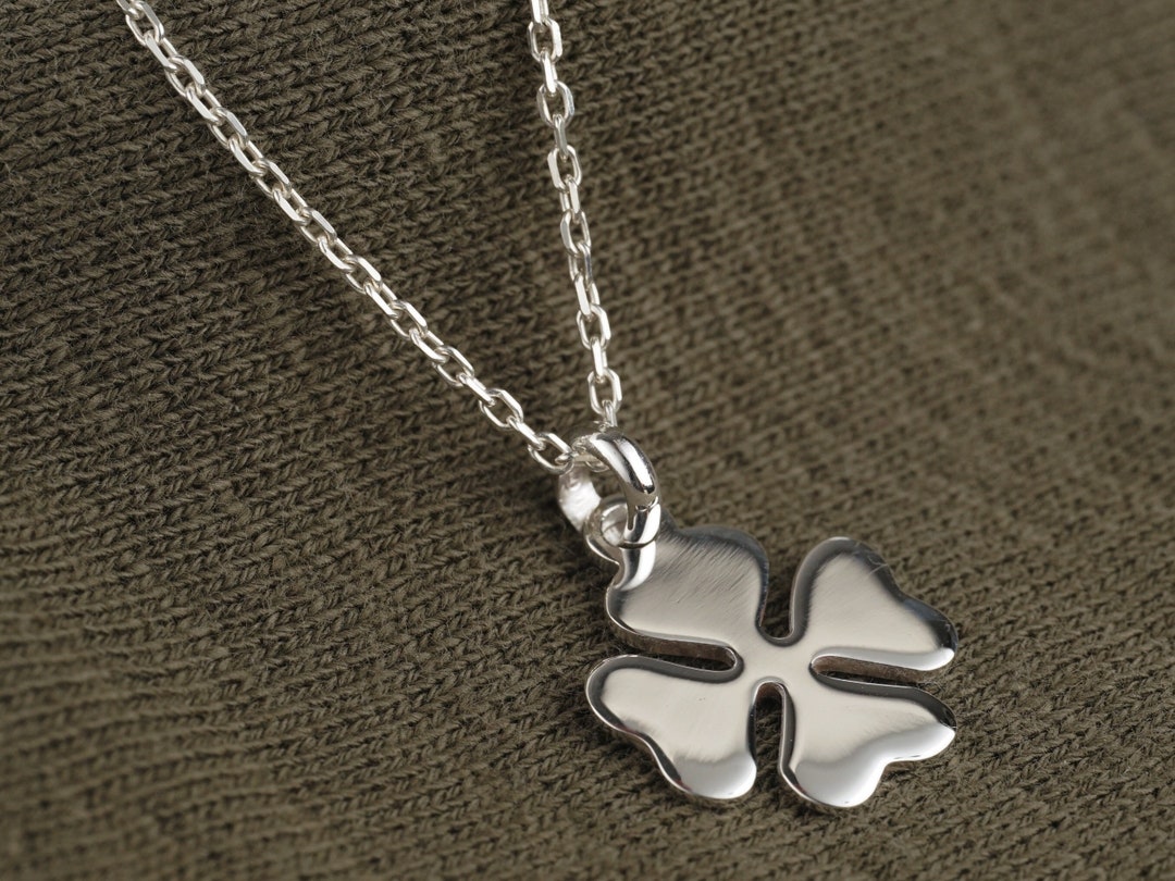 Necklace With Four-leaf Clover Pendant in 925/1000 Silver and Chain. - Etsy