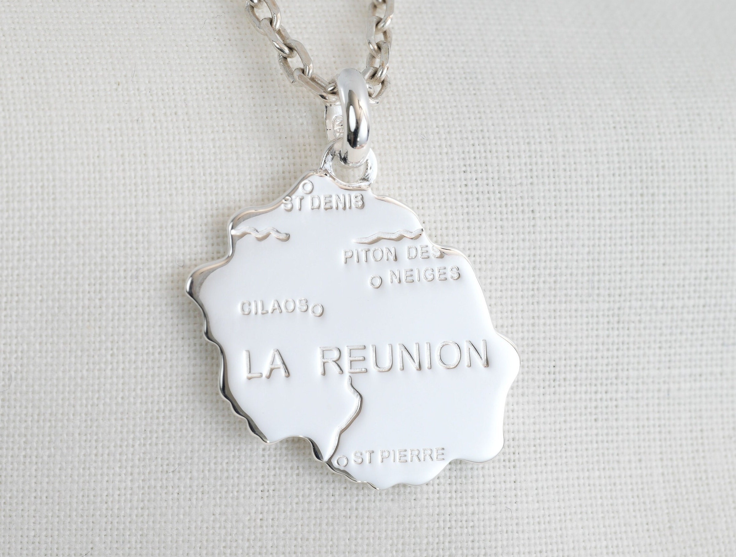 Pendentif Carte De La Réunion En Argent Massif 925 - Avec Ou Sans Chaîne Et écrin - Neuf